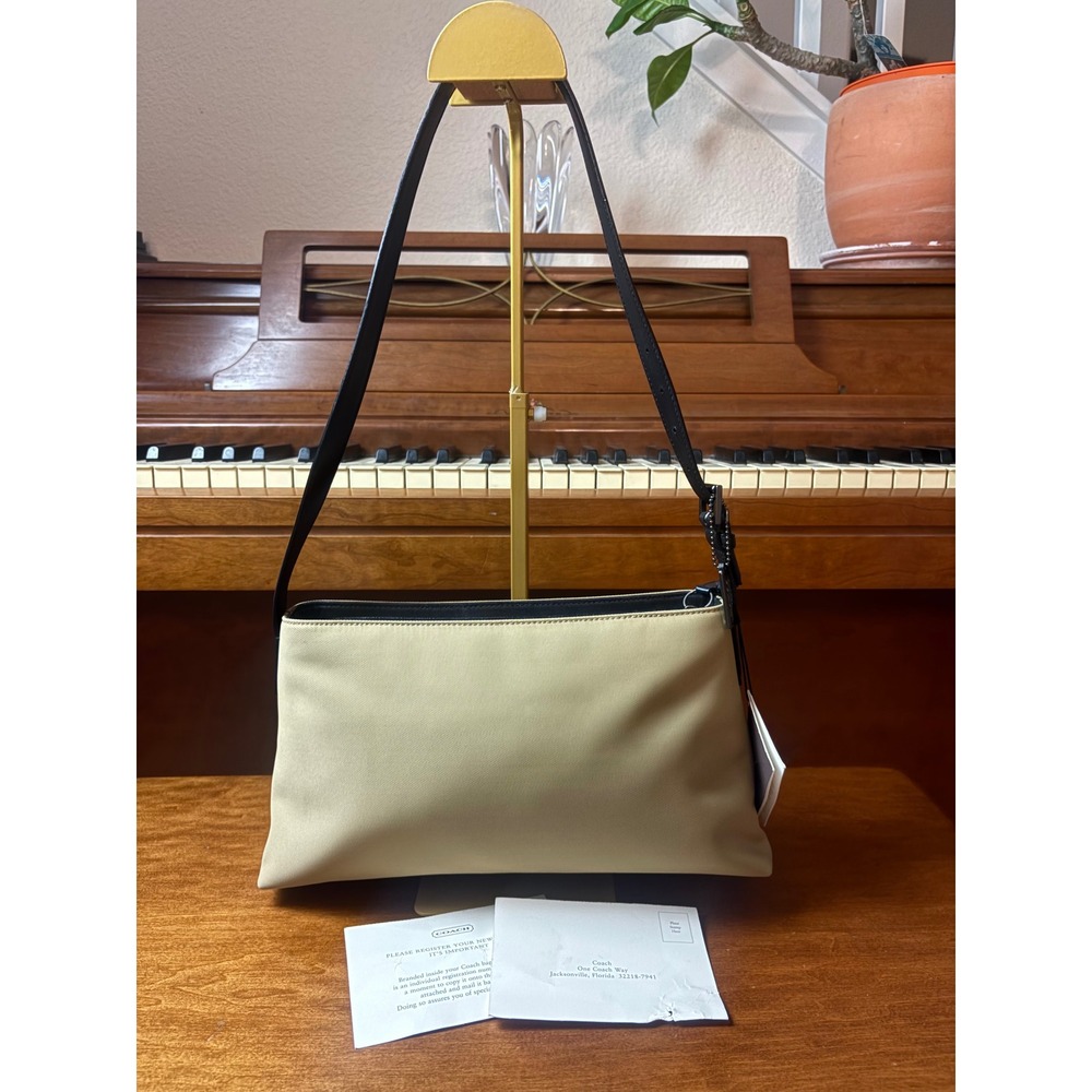 Coach Demi East West Shoulder Bag Twill Leather Trim NWT‎